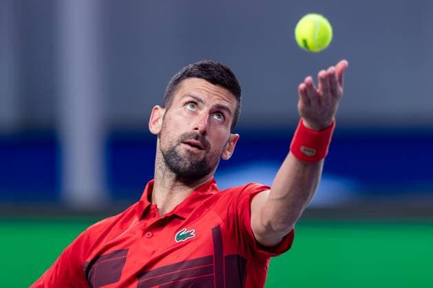 SHANGHAI, CHINA - OCTOBER 09: Novak Djokovic of Serbia competes in the Men s Singles Round of 16 match against Roman Safiullin of Russia on Day 10 of 2024 Shanghai Rolex Masters at Qi Zhong Tennis Centre on October 9, 2024 in Shanghai, China.  Copyright: xVCGx 111522783931