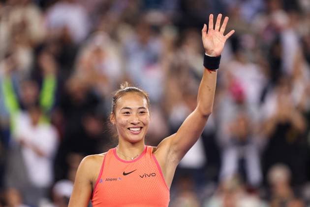Tennis, WTA-Turnier in Wuhan WUHAN, CHINA - OCTOBER 09: Zheng Qinwen of China reacts after the Women s Singles Round of 32 match against Jaqueline Cristian of Romania on day five of 2024 Wuhan Open at Optics Valley International Tennis Center on October 9, 2024 in Wuhan, Hubei Province of China.  Copyright: xVCGx 111522794475