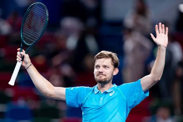 SHANGHAI, CHINA - OCTOBER 09: David Goffin of Belgium in action in the Men s Singles Round of 16 match against Alexander Zverev of Germany on Day 10 of 2024 Shanghai Rolex Masters at Qi Zhong Tennis Centre on October 9, 2024 in Shanghai, China.  Copyright: xVCGx 111522813005
