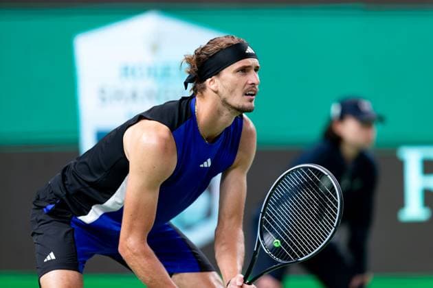 SHANGHAI, CHINA - OCTOBER 09: Alexander Zverev of Germany in action in the Men s Singles Round of 16 match against David Goffin of Belgium on Day 10 of 2024 Shanghai Rolex Masters at Qi Zhong Tennis Centre on October 9, 2024 in Shanghai, China.  Copyright: xVCGx 111522812992
