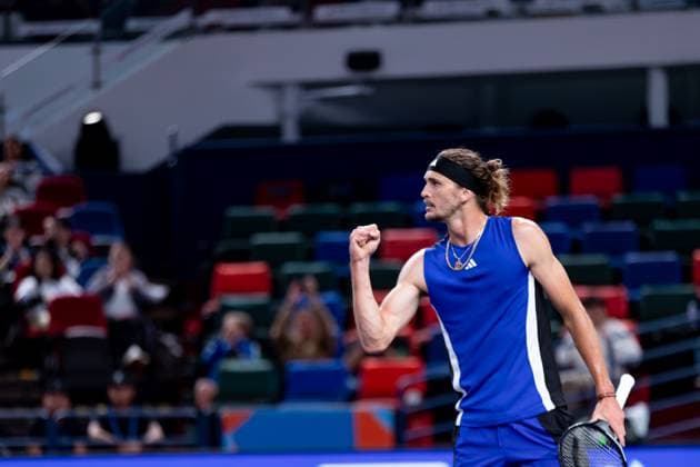 SHANGHAI, CHINA - OCTOBER 09: Alexander Zverev of Germany in action in the Men s Singles Round of 16 match against David Goffin of Belgium on Day 10 of 2024 Shanghai Rolex Masters at Qi Zhong Tennis Centre on October 9, 2024 in Shanghai, China.  Copyright: xVCGx 111522812989