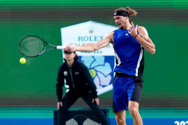 SHANGHAI, CHINA - OCTOBER 09: Alexander Zverev of Germany competes in the Men s Singles Round of 16 match against David Goffin of Belgium on Day 10 of 2024 Shanghai Rolex Masters at Qi Zhong Tennis Centre on October 9, 2024 in Shanghai, China.  Copyright: xVCGx 111522812960