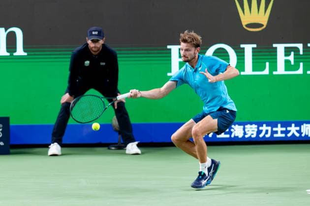 SHANGHAI, CHINA - OCTOBER 09: David Goffin of Belgium competes in the Men s Singles Round of 16 match against Alexander Zverev of Germany on Day 10 of 2024 Shanghai Rolex Masters at Qi Zhong Tennis Centre on October 9, 2024 in Shanghai, China.  Copyright: xVCGx 111522812955