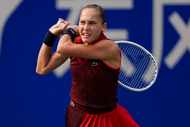 WUHAN, CHINA - OCTOBER 10: Erika Andreeva of Russia reacts in the Women s Singles Round of 16 match against Jasmine Paolini of Italy on day five of 2024 Wuhan Open at Optics Valley International Tennis Center on October 10, 2024 in Wuhan, Hubei Province of China.  Copyright: xVCGx 111522981521