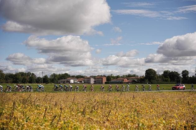 Radsport, GranPiemonte The pack rides during the 108th edition of the Gran Piemonte 2024 a 182 km one day race from Valdengo to Borgomanero on October 10, 2024, Italy.  Copyright: xMarcoxAlpozzi LaPressex