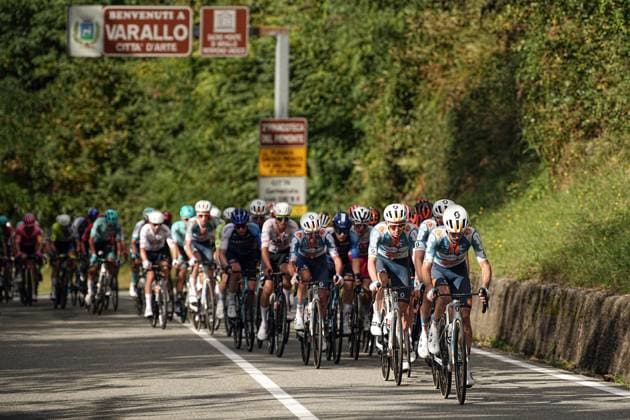 the group during the 108th edition of the Gran Piemonte 2024 a 182 km one day race from Valdengo to Borgomanero on October 10, 2024, Italy.  Copyright: xMarcoxAlpozzi LaPressex
