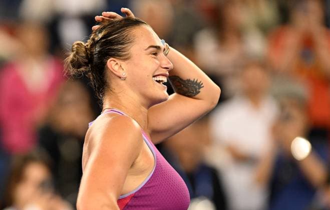 (241010) -- WUHAN, Oct. 10, 2024 -- Aryna Sabalenka celebrates after the women s singles round of 16 match between Aryna Sabalenka of Belarus and Yulia Putintseva of Kazakhstan at the 2024 Wuhan Open tennis tournament in Wuhan, capital of central China s Hubei Province, Oct. 10, 2024. ) (SP)CHINA-WUHAN-TENNIS-WUHAN OPEN-WOMEN S SINGLES (CN) ChengxMin 