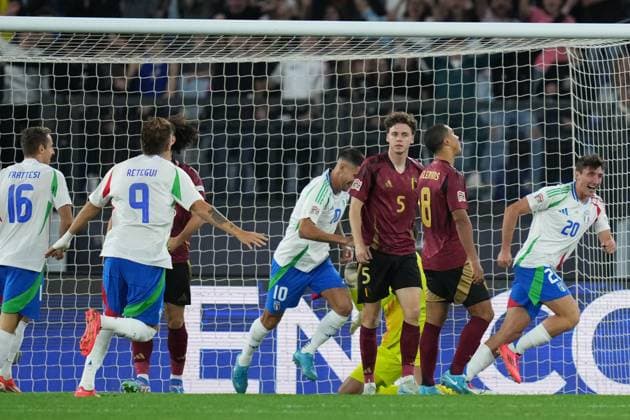 Italy™s Andrea Cambiaso celebrates after scores during the UEFA Nations League 2024 25 Group 2 qualification football match between Italy and Belgium at the Olimpico stadium in Rome on October 10, 2021.  Copyright: xAlfredoxFalcone LaPressex