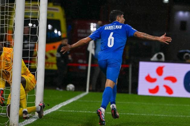 Happiness of Omri Gandelman (Israel) after scores a goal during the UEFA Nations League match between Israel vs. France on 10th October 2024 at the Bozsik Arena stadium in Budapest, Hungary  Copyright: xVincenzoxOrlando IPAxSportx xipax xx IPA_50504075 IPA_Agency_IPA50504075
