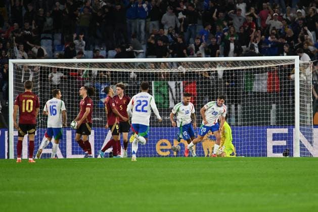October 10, 2024, Rome, Milan, Italy: Andrea Cambiaso (ITA) celebrates after scoring the gol of 1-0 during the UEFA National League Matchday 3 match between Italy and Belgium at the Olympic Stadium on October 10, 2024 in Rome, Italy. CALCIO - UEFA Nations League - Italy vs Belgium  - ZUMAs349 20241010_zsa_s349_107 Copyright: xDomenicoxCippitelli IpaxSportx