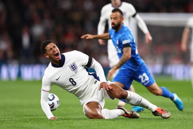 England gegen Griechenland 10. Oktober 2024, London UEFA Nations League England gegen Griechenland Jude Bellingham von England reagiert Foto Jacques Feeney Abseits London UK  Copyright: xJacquesxFeeneyx xOffsidexOffside
