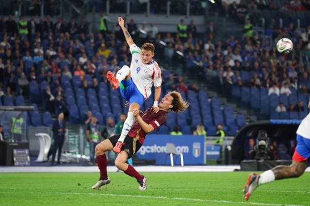 October 10, 2024, Roma, Roma, Italia: During the first match of National League 10 10 2024 Football match between Italy vs Belgium at the Stadio Olimpico in Rome .In picture: Mateo Retegui of Italy Roma Italia - ZUMAs236 20241010_aap_s236_003 Copyright: xFabioxSassox