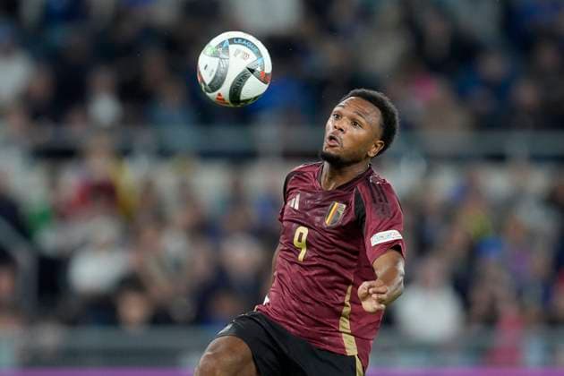 Lois Openda (Belgium) in action, UEFA Nations League 2024 25 League A Group A2, Italy v Belgium, Stadio Olimpico, October 10, 2024, Rome, Italy.