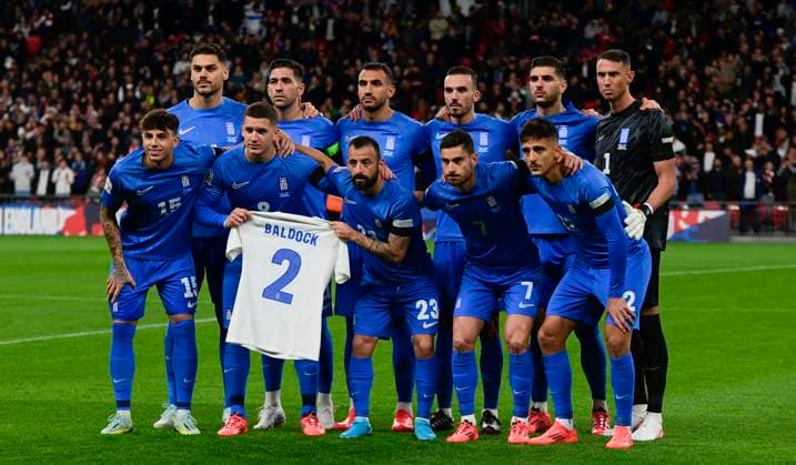 England v Greece, London, UK - 10 Oct 2024 Greece players pay tribute to George Baldock following his death during the UEFA Nations League match between England and Greece on 10th October 2024 at Wembley Stadium, London London Wembley Stadium London GBR Copyright: xFrankiexOKeeffe PPAUKx PPA-141836