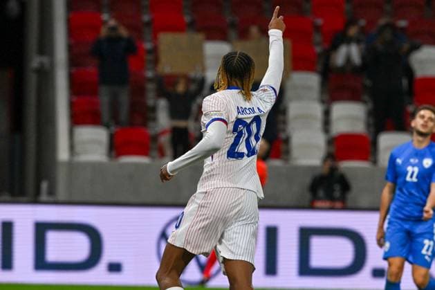 October 10, 2024, Budapest, Milan, Italy: Happiness of Bradley Barcola (France) during the UEFA Nations League match between Israel vs. France on 10th October 2024 at the Bozsik Arena stadium in Budapest, Hungary CALCIO - UEFA Nations League - Israel vs France  - ZUMAs349 20241010_zsa_s349_311 Copyright: xVincenzoxOrlando IpaxSportx xIpax