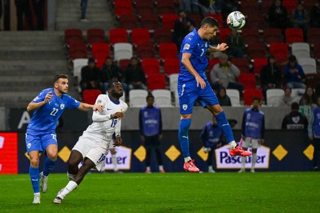 October 10, 2024, Budapest, Milan, Italy: Matan Baltaxa (Israel) overhead kick the ball during the UEFA Nations League match between Israel vs. France on 10th October 2024 at the Bozsik Arena stadium in Budapest, Hungary CALCIO - UEFA Nations League - Israel vs France  - ZUMAs349 20241010_zsa_s349_312 Copyright: xVincenzoxOrlando IpaxSportx xIpax