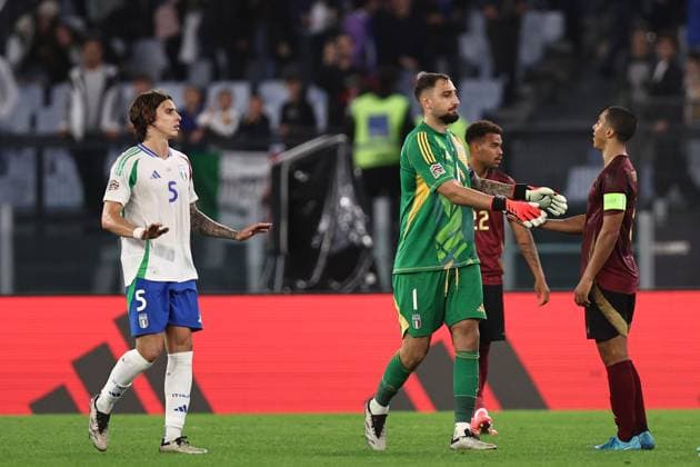 Riccardo Calafiori (Italy)Gianluigi Donnarumma (Italy)Youri Tielemas (Belgium) during the UEFA Nations League match between Italy 2-2 Belgium at Olimpic Stadium on October 10 , 2024 in PRoma, Italy. Noxthirdxpartyxsales  (269522447)