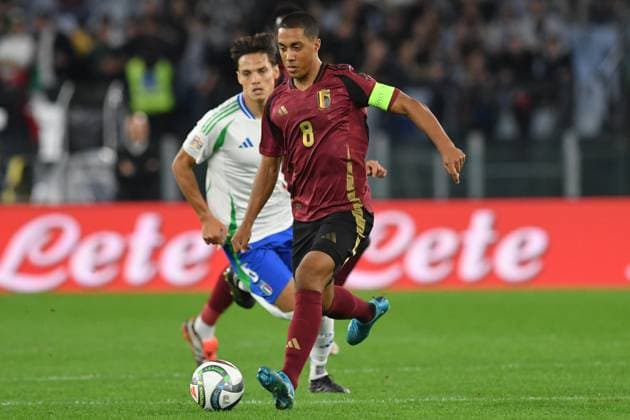 Soccer, Nation League match , Italy-Belgium Youri Tielemans of Belgium during Nation League phase Matchday 3 League A Group A2 Italy-Belgium at Olympic stadium, Italy, Oct 10th, 2024. Imago-Images Emmefoto Copyright: xImago-Images Emmefotox