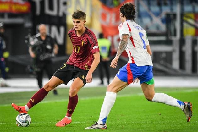 October 10, 2024, Rome, France, Italy: Charles DE KETELAERE of Belgium during the UEFA Nations League, League A - Group 2 football match between Italy and Belgium at Stadio Olimpico on October 10, 2024 in Rome, Italy. Rome Italy - ZUMAm308 20241010_zsp_m308_006 Copyright: xMatthieuxMirvillex