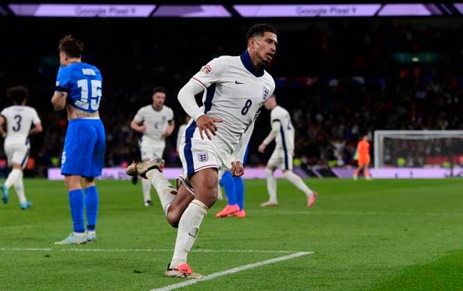 England v Greece, London, UK - 10 Oct 2024 Goal celebrations for Jude Bellingham of England during the UEFA Nations League match between England and Greece on 10th October 2024 at Wembley Stadium, London London Wembley Stadium London GBR Copyright: xFrankiexOKeeffe PPAUKx PPA-141854