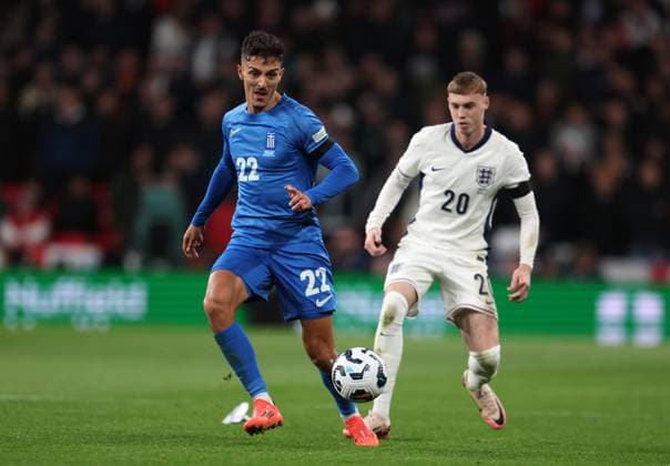 Dimitris Giannoulis of Greece England v Greece - UEFA Nations League - League B - Group 2. Football. Wembey Stadium, London. UK. 10 OCT 2024 Editorial use only  Copyright: xJASONPIX Shutterstockx 14774704gl