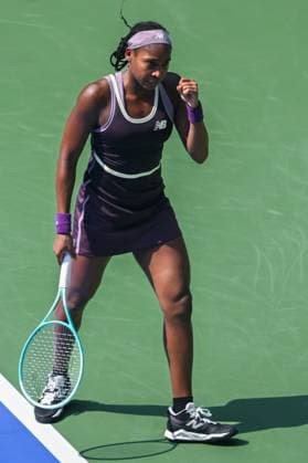 (241011) -- WUHAN, Oct. 11, 2024 -- Coco Gauff of the United States celebrates a point during the women s singles quarterfinal match against Magda Linette of Poland at the 2024 Wuhan Open tennis tournament in Wuhan, capital of central China s Hubei Province, Oct. 11, 2024. ) (SP)CHINA-WUHAN-TENNIS-WUHAN OPEN-WOMEN S SINGLES (CN) DuxZixuan 