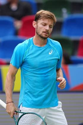 (241011) -- SHANGHAI, Oct. 11, 2024 -- David Goffin reacts during the men s singles quarterfinal match between Taylor Fritz of the United States and David Goffin of Belgium at the ATP, Tennis Herren World Tour Shanghai Masters tennis tournament in Shanghai, east China, Oct. 11, 2024. ) (SP)CHINA-SHANGHAI-TENNIS-ATP TOUR-SHANGHAI MASTERS(CN) XuxYanan 