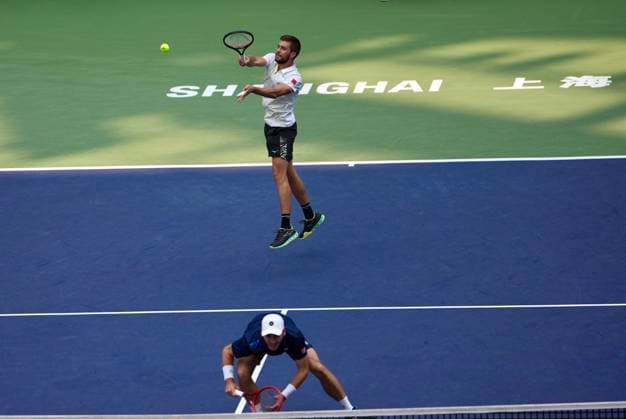 SHANGHAI, CHINA - OCTOBER 11: Wesley Koolhof of Netherlands and Nikola Mektic of Croatia compete in the Men s Doubles Semifinal match against Santiago Gonzalez of Mexico and Edouard Roger-Vasselin of France on day 12 of 2024 Shanghai Rolex Masters at Qi Zhong Tennis Centre on October 11, 2024 in Shanghai, China.  Copyright: xVCGx 111523201609