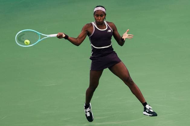 WUHAN, CHINA - OCTOBER 12: Coco Gauff of United States competes in the Women s Singles Semifinal match against Aryna Sabalenka of Belarus on day eight of 2024 Wuhan Open at Optics Valley International Tennis Center on October 12, 2024 in Wuhan, Hubei Province of China.  Copyright: xVCGx 111523399020