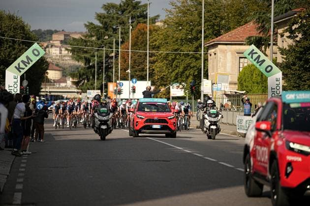 Km 0 during the 118th edition of the Il Lombardia a 255 km one day race from Bergano to Como on October 12, 2024, Italy.  Copyright: xMarcoxAlpozzi LaPressex