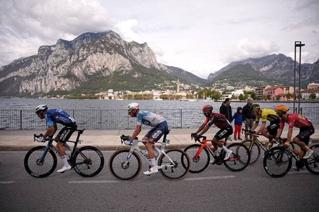 The pack rides cycles during the 118th edition of the Il Lombardia a 255 km one day race from Bergano to Como on October 12, 2024, Italy.  Copyright: xMarcoxAlpozzi LaPressex