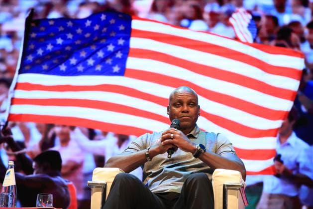 Bilder des Jahres 2024, Sport 10 Oktober 11th October 2024, Trento, Trentino, Italy; Trento Born to Win Sports Festival ; US Olympic Gold Medal Champion in Los Angeles 1984 Olympic Games, Olympische Spiele, Olympia, OS Carl Lewis.  ActionPlus12702599 PierrexTeyssot