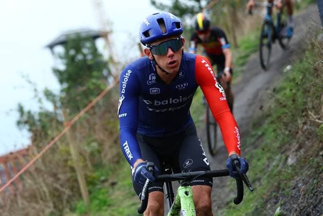 Belgian Thibau Nys pictured in action during the men elite race of the Exact Cross Beringen cyclocross cycling event, Saturday 12 October 2024 in Beringen, race 1 7 of the Exact Cross competition. DAVIDxPINTENS  x102387006x