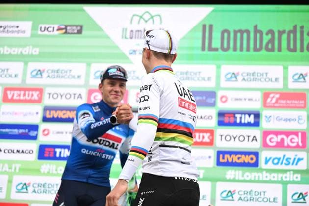 12-10-2024 Giro Di Lombardia; 2024, Uae Team Emirates; 2024, Soudal - Quick Step; Pogacar, Tadej; Evenepoel, Remco; Como; 