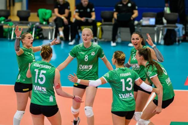 USC Münster 1 Volleyball Bundesliga Women, USC Muenster vs Ladies in Black Aachen, Münster on 12 10 2024 Copyright: xBEAUTIFULxSPORTS PeterxWeberx