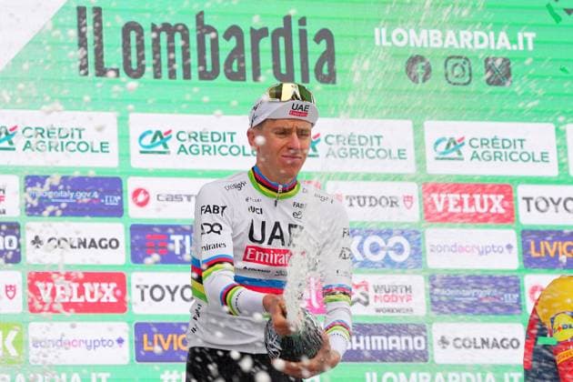 Tadej Pogacar ( first classified ) during the 118th edition of the ILombardia a 255 km one day race from Bergano to Como on October 12, 2024, Italy.  Copyright: xSpada xLaPressex