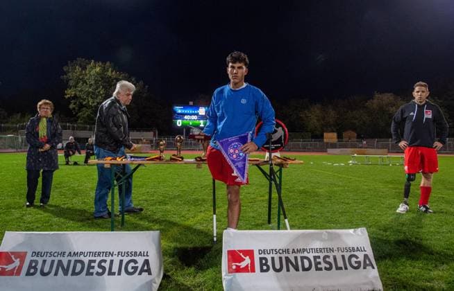 Soccer, Season 2024 2025, Amputee Bundesliga Final Matchday , Hamburger SV Mainz 05 Final , Majed Sajid HSV became top scorer, 12 10 2024, Copyright: xSebastianxRäppold MatthiasxKochx