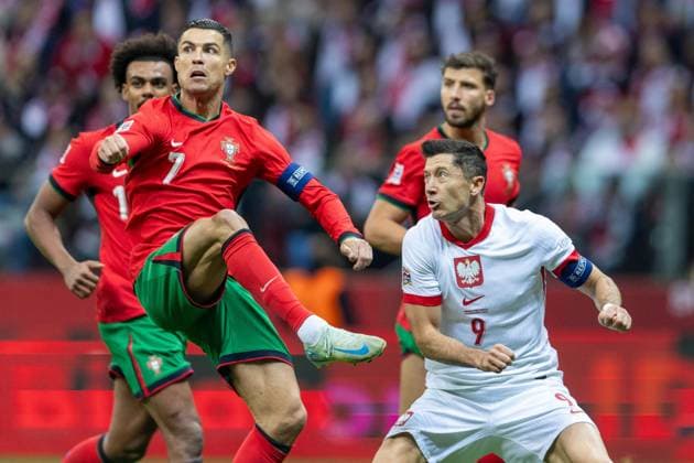 Poland v Portugal - UEFA Nations League 2024 Cristiano Ronaldo and Robert Lewandowski are playing during the UEFA Nations League 2024 League A Group A1 match between Poland and Portugal , at the PGE Narodowy in Warsaw, Poland, on October 12, 2024. Warsaw Poland  Copyright: xAndrzejxIwanczukx originalFilename:iwanczuk-polandvp241012_npSjB.jpg