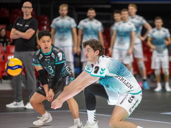 Defense Duerens 3 NOSE and 8 BAGHDADY Volleyball Herrsching Dueren Volleyball Bundesliga, WWK Volleys Herrsching SWD Power Volleys Düren 3 2, Main Round, Season 2024 2025, 12 10 2024, in Munich, Germany, Source Copyright Credit Oryk HAIST xVOLLEYBALL-HERRSCHING-DUERENx