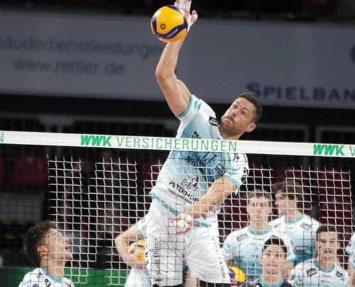 Michael ANDREI Dueren , He Volleyballl, Bundesliga 2024 25 WWK Volleys Herrsching vs SWD powervolleys Dueren, 12 10 24, Munich, BMW Park, Copyright: WolfgangxFehrmann