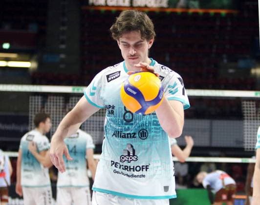 Robin BAGHADY Dueren , He Volleyballl, Bundesliga 2024 25 WWK Volleys Herrsching vs SWD powervolleys Dueren, 12 10 24, Munich, BMW Park, Copyright: WolfgangxFehrmann