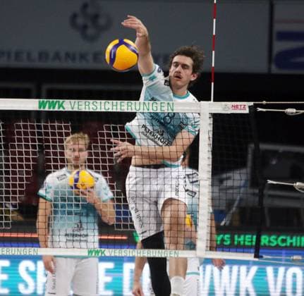 Robin BAGHADY Dueren , He Volleyballl, Bundesliga 2024 25 WWK Volleys Herrsching vs SWD powervolleys Dueren, 12 10 24, Munich, BMW Park, Copyright: WolfgangxFehrmann