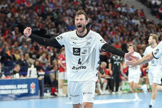 11 10 2024, xgox, Handball Daikin, HBL Handball Sport Verein Hamburg THW Kiel emspor, v l Domagoj Duvnjak Kiel, 4 jJubel, Torjubel, jubelt über das Tor, celebrate the goal, celebration Hamburg
