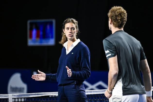 The umpire pictured during the qualifying phase of the European Open Tennis ATP, Tennis Herren tournament, in Antwerp, Sunday 13 October 2024. TOM GOYVAERTS TomxGoyvaerts  x102431019x