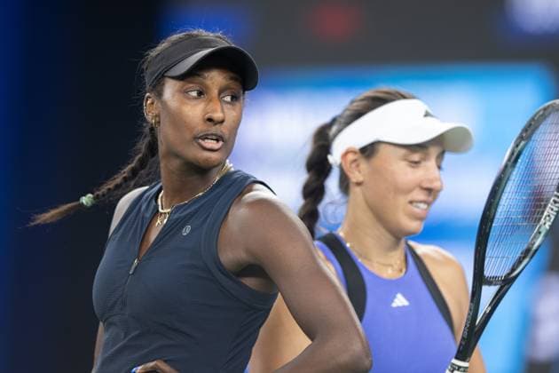 (241013) -- WUHAN, Oct. 13, 2024 -- Asia Muhammad Jessica Pegula (R) react during the women s doubles final match between Anna Danilina of Kazakhstan Irina Khromacheva of Russia and Asia Muhammad Jessica Pegula of the United States at the 2024 Wuhan Open tennis tournament in Wuhan, central China s Hubei Province, Oct. 13, 2024. ) (SP)CHINA-WUHAN-TENNIS-WUHAN OPEN-WOMEN S DOUBLES-FINAL(CN) XiaoxYijiu 
