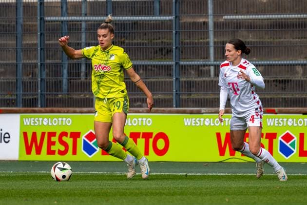 13 10 2024, Soccer Google Pixel Womens Bundesliga, Season 2024 2025, 06 Matchday, 1 FC Köln TSG Hoffenheim at Franz Kremer Stadium in Cologne duel between Selina Cerci TSG Hoffenheim, 29 and Sara Agrez 1 FC Koeln, 04 Important note In accordance with the regulations of the DFL German Football League and the DFB German Football Association, it is prohibited to utilize or have utilized photographs taken in the stadium and or of the match in the form of sequential images and or video-like photo series Foto Kirchner Media TH Copyright: xKirchner-Media THx