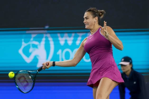 WUHAN, CHINA - OCTOBER 13: Aryna Sabalenka reacts in the Women s Singles Final match against Zheng Qinwen of China on day nine of 2024 Wuhan Open at Optics Valley International Tennis Center on October 13, 2024 in Wuhan, Hubei Province of China.  Copyright: xVCGx 111523545147