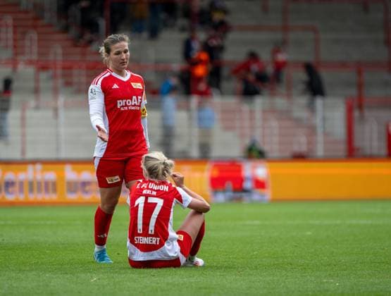 Soccer, Women, Season 2024 2025, 2 Women Bundesliga 7 Matchday , 1 FC Union Berlin FC Eintracht Frankfurt II, f l Dina Orschmann 1 Women 1 FC Union , Judith Steinert 1 Women 1 FC Union , Disappointment after final whistle, 13 10 2024, Copyright: xMatthiasxKochx