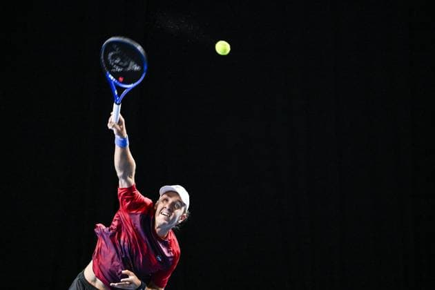 Romanian Filip Cristian Jianu pictured in action during the qualifying phase of the European Open Tennis ATP, Tennis Herren tournament, in Antwerp, Sunday 13 October 2024. TOM GOYVAERTS TomxGoyvaerts  x102437024x