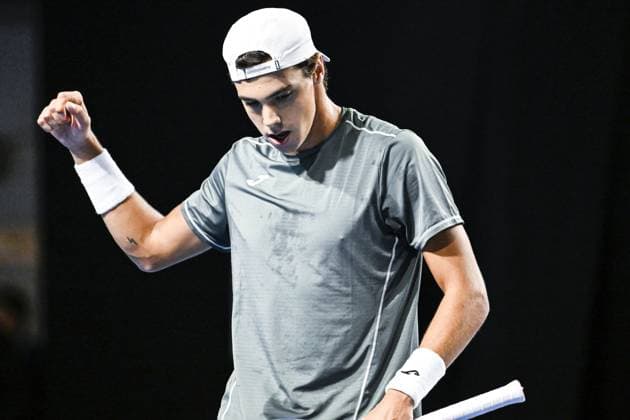 Spanish Alex Marti Pujolras pictured during the qualifying phase of the European Open Tennis ATP, Tennis Herren tournament, in Antwerp, Sunday 13 October 2024. TOM GOYVAERTS TomxGoyvaerts  x102437258x